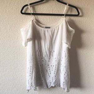 chelsea28 Tops - White cold shoulder top chelsea28 Tops - White cold shoulder top